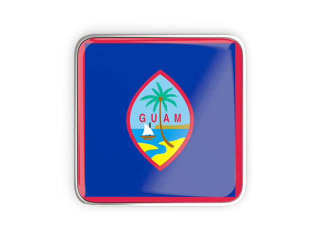 Square icon with metallic frame. Download flag icon of Guam at PNG format