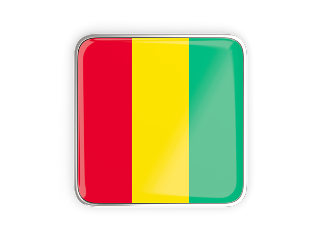 Square icon with metallic frame. Download flag icon of Guinea at PNG format