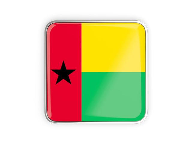 Квадратная иконка с металлической рамкой. Скачать флаг. Гвинея-Бисау