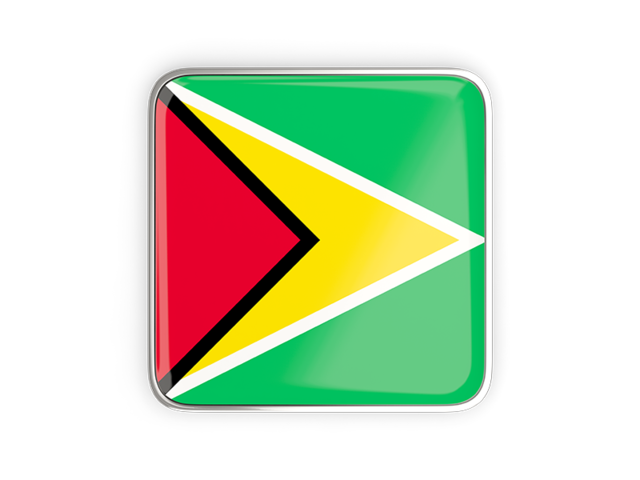 Square icon with metallic frame. Download flag icon of Guyana at PNG format