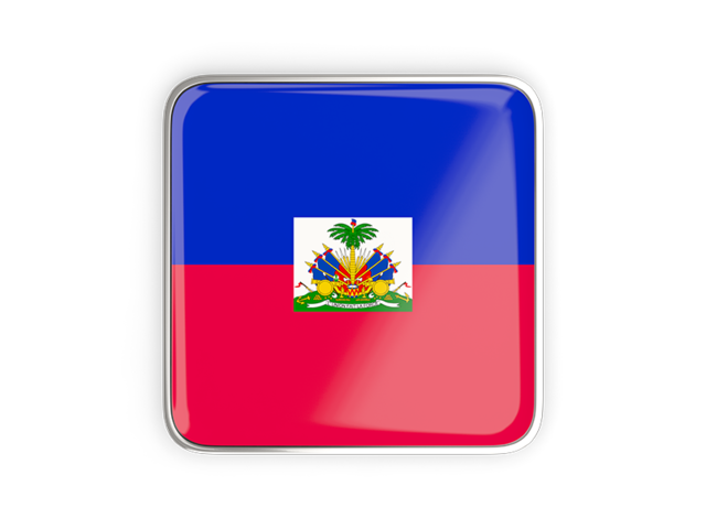 Square icon with metallic frame. Download flag icon of Haiti at PNG format