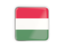 Hungary. Square icon with metallic frame. Download icon.