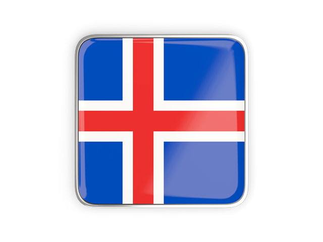 Square icon with metallic frame. Download flag icon of Iceland at PNG format