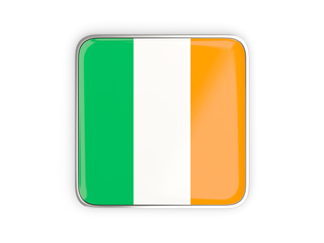 Square icon with metallic frame. Download flag icon of Ireland at PNG format