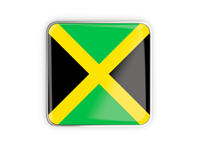 Квадратная иконка с металлической рамкой. Скачать флаг. Ямайка