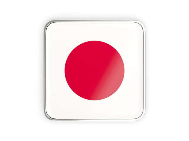 Square icon with metallic frame. Download flag icon of Japan at PNG format