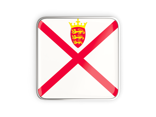 Square icon with metallic frame. Download flag icon of Jersey at PNG format