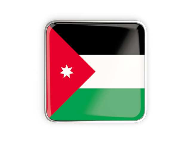 Square icon with metallic frame. Download flag icon of Jordan at PNG format