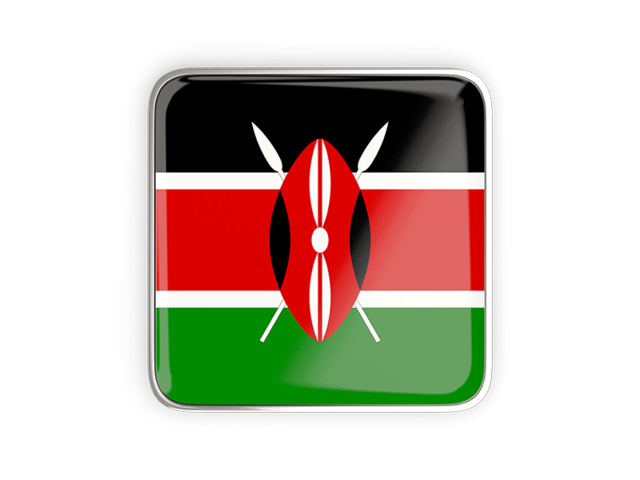 Square icon with metallic frame. Download flag icon of Kenya at PNG format