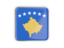 Kosovo. Square icon with metallic frame. Download icon.