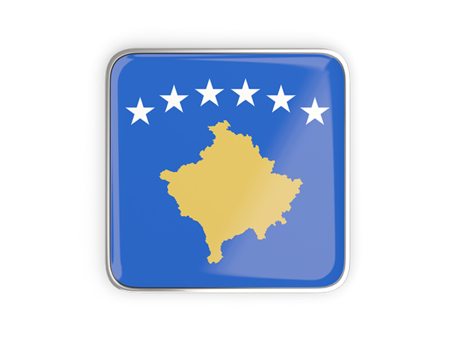Square icon with metallic frame. Download flag icon of Kosovo at PNG format