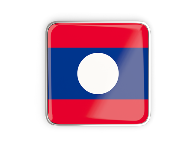Square icon with metallic frame. Download flag icon of Laos at PNG format
