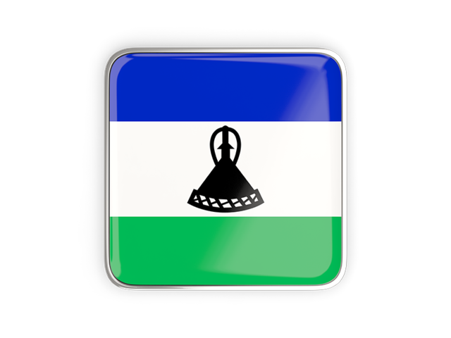 Square icon with metallic frame. Download flag icon of Lesotho at PNG format