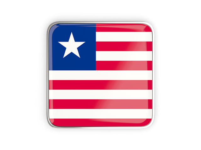 Square icon with metallic frame. Download flag icon of Liberia at PNG format