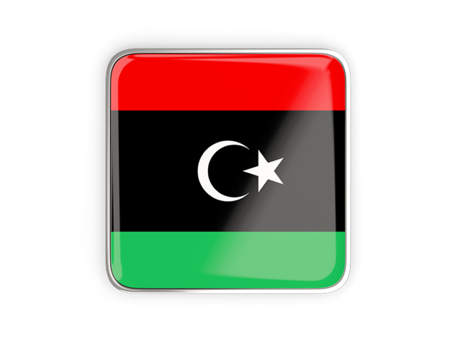 Square icon with metallic frame. Download flag icon of Libya at PNG format