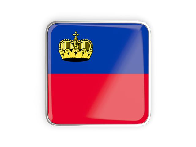 Square icon with metallic frame. Download flag icon of Liechtenstein at PNG format