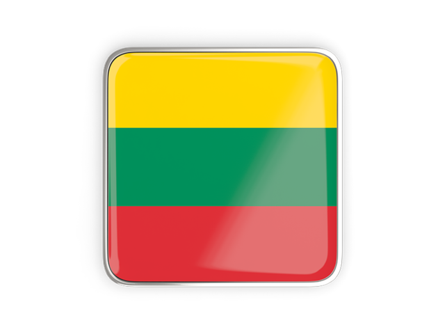 Квадратная иконка с металлической рамкой. Скачать флаг. Литва