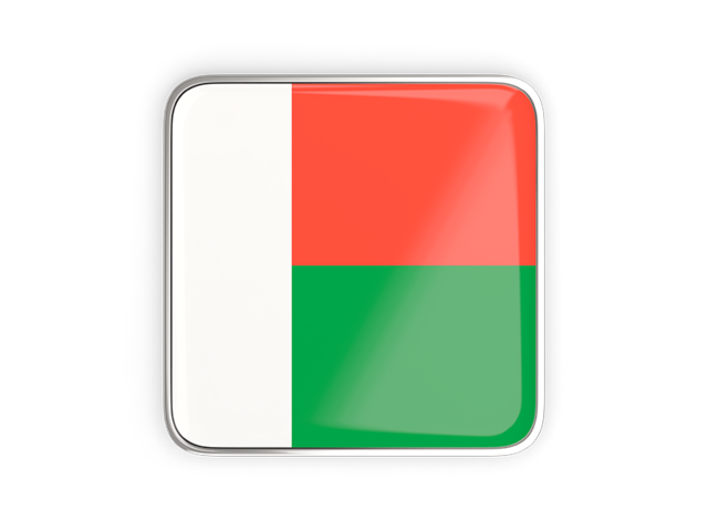 Square icon with metallic frame. Download flag icon of Madagascar at PNG format