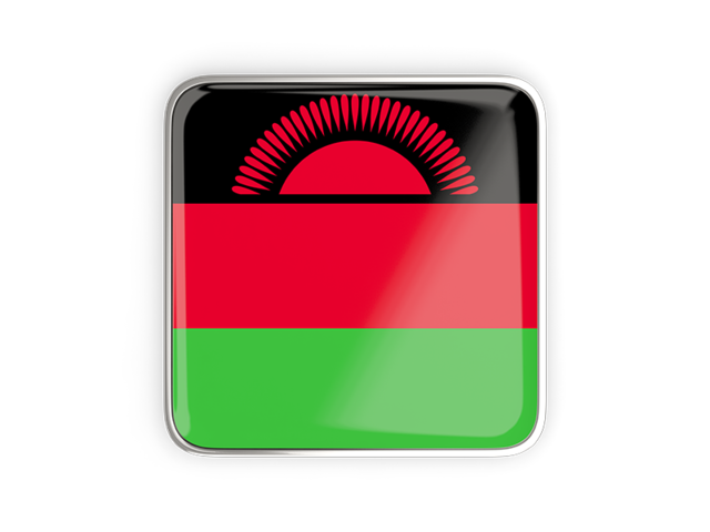 Square icon with metallic frame. Download flag icon of Malawi at PNG format