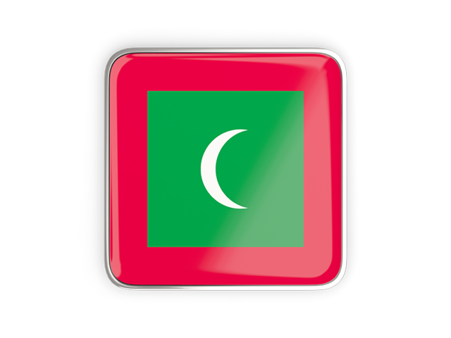 Square icon with metallic frame. Download flag icon of Maldives at PNG format