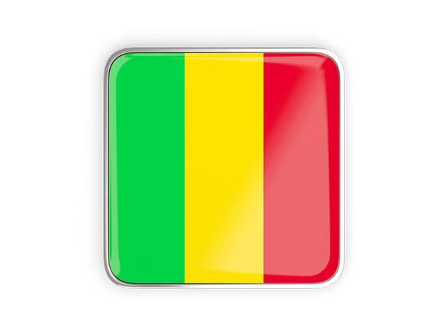 Square icon with metallic frame. Download flag icon of Mali at PNG format