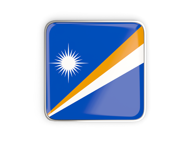 Square icon with metallic frame. Download flag icon of Marshall Islands at PNG format