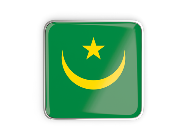 Square icon with metallic frame. Download flag icon of Mauritania at PNG format