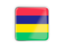 Mauritius. Square icon with metallic frame. Download icon.