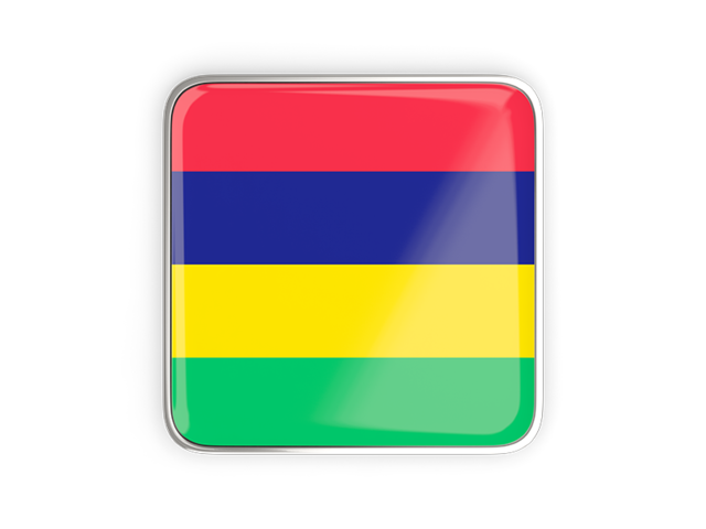 Square icon with metallic frame. Download flag icon of Mauritius at PNG format