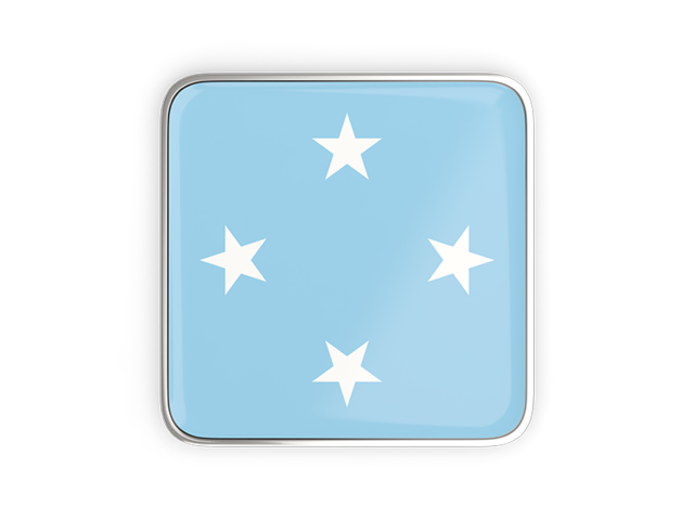 Square icon with metallic frame. Download flag icon of Micronesia at PNG format