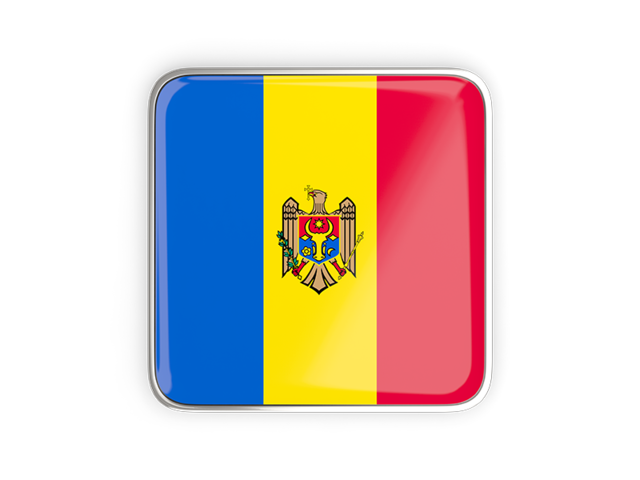 Square icon with metallic frame. Download flag icon of Moldova at PNG format