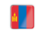 Mongolia. Square icon with metallic frame. Download icon.