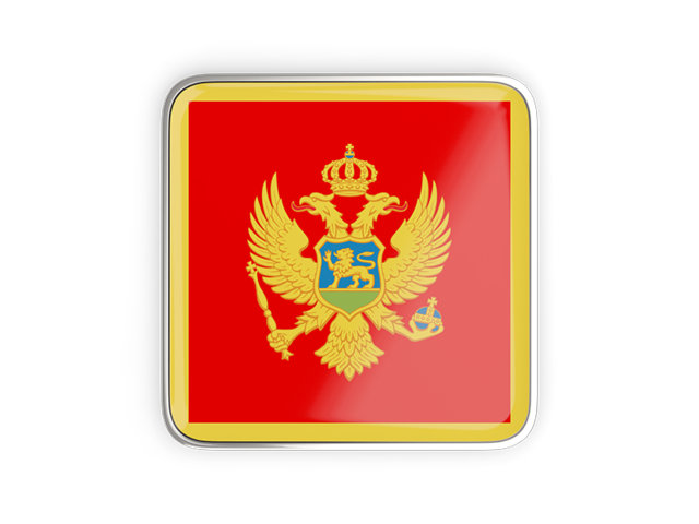 Square icon with metallic frame. Download flag icon of Montenegro at PNG format