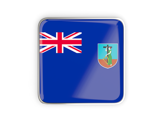 Square icon with metallic frame. Download flag icon of Montserrat at PNG format