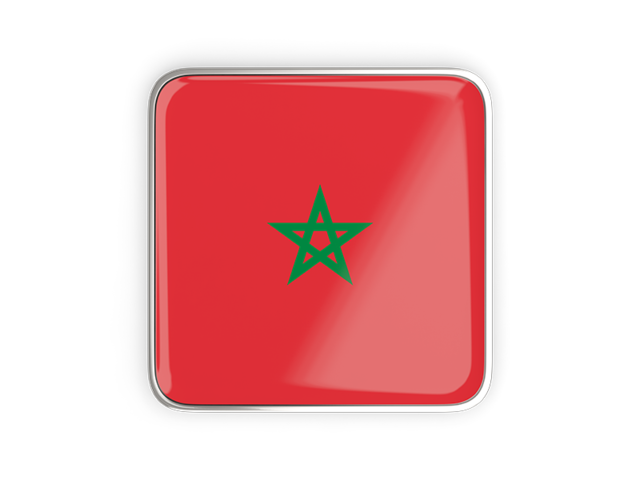 Square icon with metallic frame. Download flag icon of Morocco at PNG format