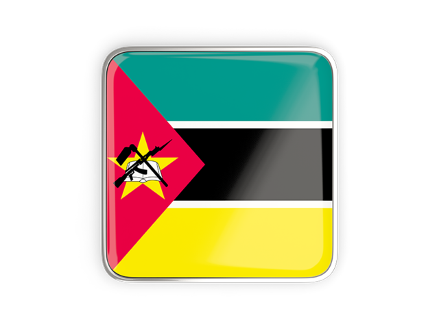 Square icon with metallic frame. Download flag icon of Mozambique at PNG format