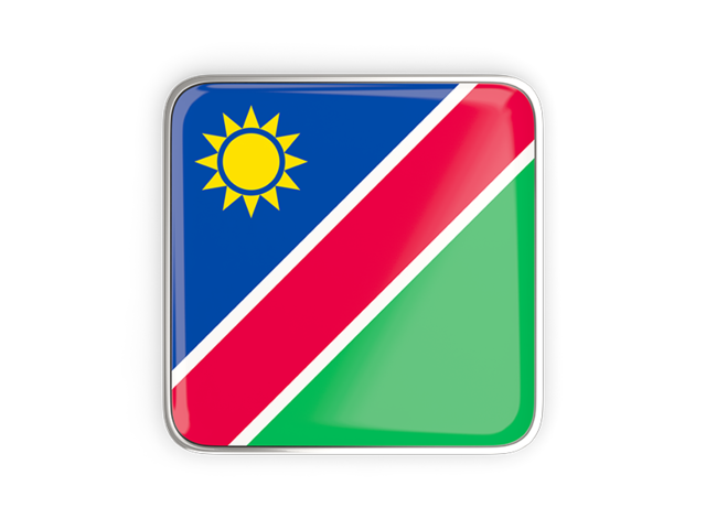 Квадратная иконка с металлической рамкой. Скачать флаг. Намибия