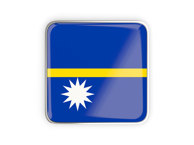 Square icon with metallic frame. Download flag icon of Nauru at PNG format