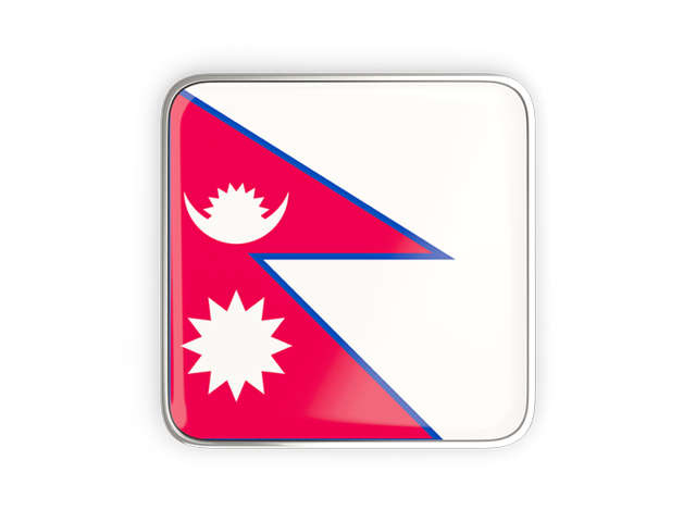 Square icon with metallic frame. Download flag icon of Nepal at PNG format