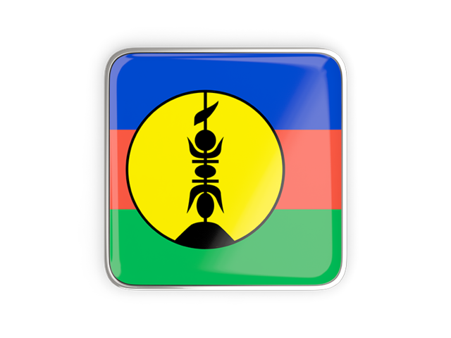 Square icon with metallic frame. Download flag icon of New Caledonia at PNG format