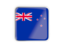 New Zealand. Square icon with metallic frame. Download icon.