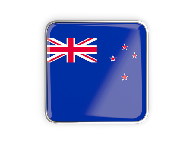 Square icon with metallic frame. Download flag icon of New Zealand at PNG format