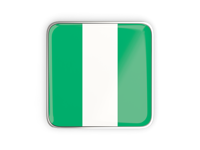 Square icon with metallic frame. Download flag icon of Nigeria at PNG format