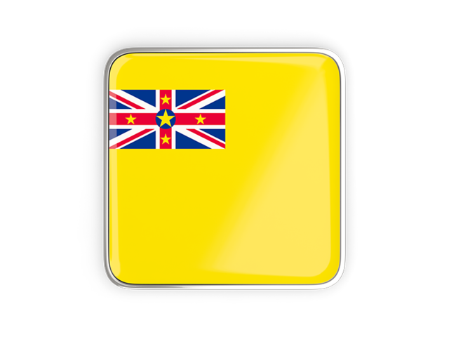 Square icon with metallic frame. Download flag icon of Niue at PNG format