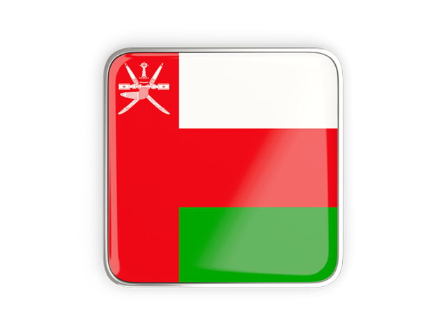 Square icon with metallic frame. Download flag icon of Oman at PNG format