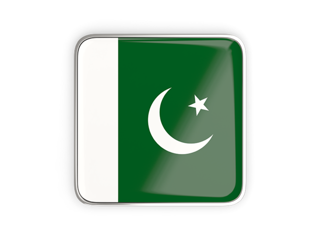 Square icon with metallic frame. Download flag icon of Pakistan at PNG format