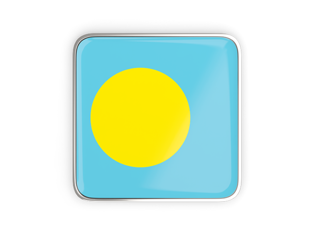 Square icon with metallic frame. Download flag icon of Palau at PNG format