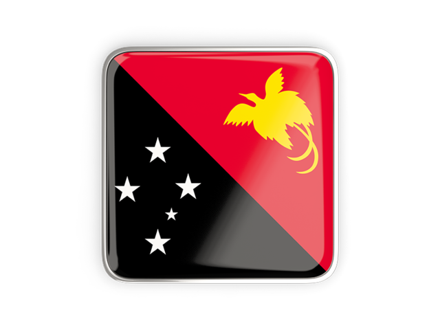 Квадратная иконка с металлической рамкой. Скачать флаг. Папуа — Новая Гвинея