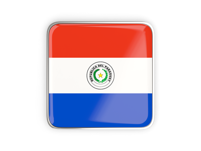 Square icon with metallic frame. Download flag icon of Paraguay at PNG format