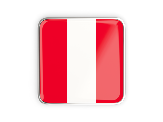 Square icon with metallic frame. Download flag icon of Peru at PNG format